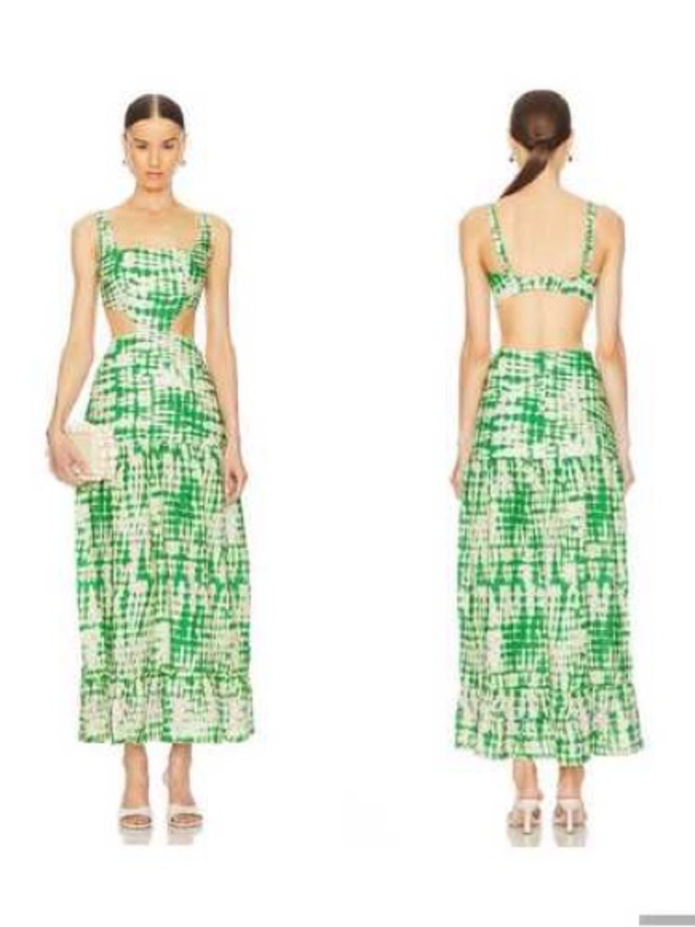 Maaji Green and Cream Tie-Dye Cutout Maxi Dress